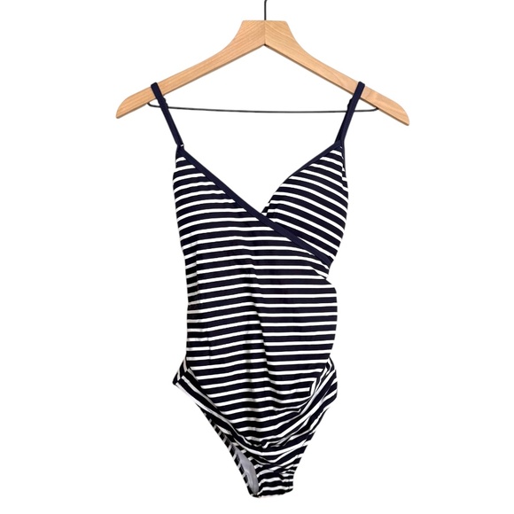GAP Other - NWOT GAP Striped One Piece Swimsuit Navy and White Back Tie Padded